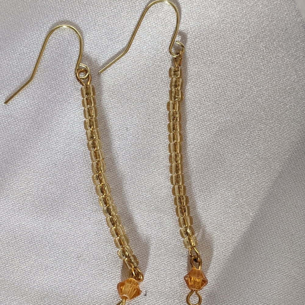 Handmade Gold Pony Bead Earrings